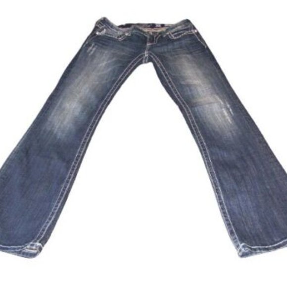 Miss Me Jeans Size 26 x 33 Easy Boot Low Rise Denim Studs chains sequins - Picture 3 of 12